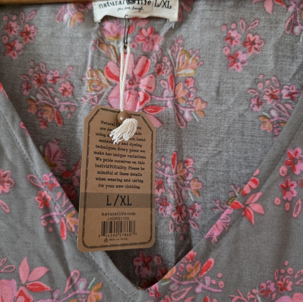 Natural Life Floral Cottage Core Maxi Dress Vneck Flowy Festival Boho X/XL NWT - Picture 7 of 7
